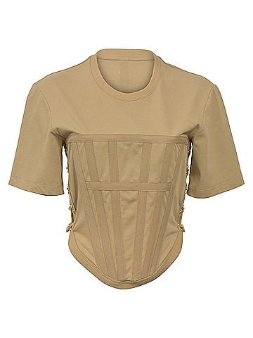 Dion Lee Dion Lee Corset T-Shirt in Khaki Organic Cotton  (view 1)