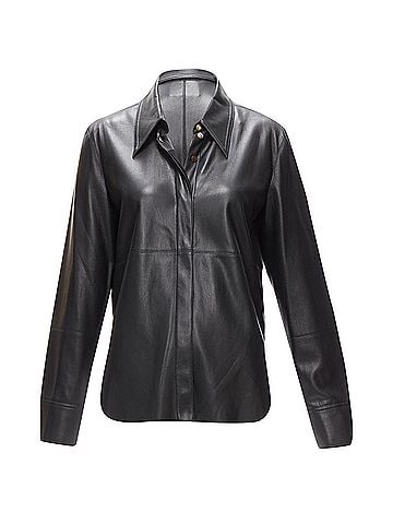Nanushka Nanushka vegan leather hidden placket long sleeve shirt (view 1)