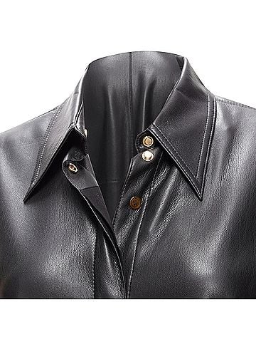 Nanushka Nanushka vegan leather hidden placket long sleeve shirt (view 2)