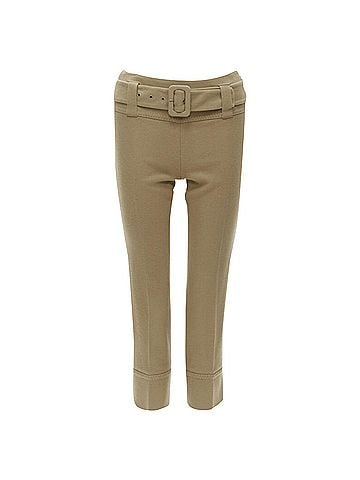 Prada Prada camel tan wool buckle belt tape cropped pants (view 1)
