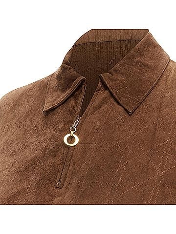 Christian Dior Christian Dior Cannage stitch suede ribbed half zip sweater (view 2)