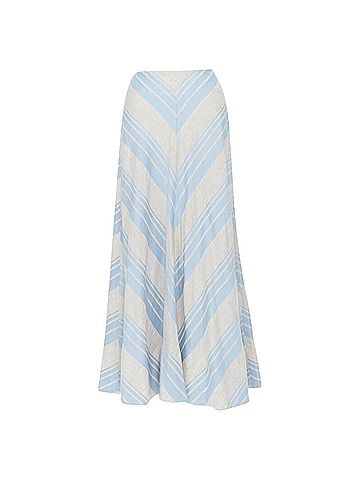 Lee Mathews Lee Matthews striped linen cotton midi casual skirt (view 1)