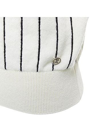 Chanel Chanel cashmere striped logo varsity sweater top (view 2)