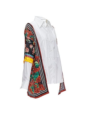 Dolce & Gabbana Dolce & Gabbana floral scarf silk insert high low shirt (view 1)