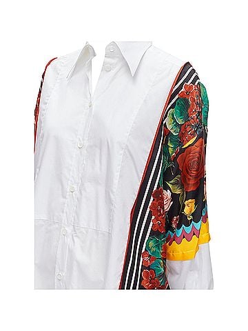 Dolce & Gabbana Dolce & Gabbana floral scarf silk insert high low shirt (view 2)