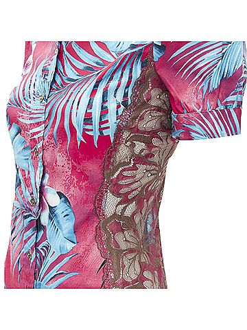 Dolce & Gabbana D&G Dolce & Gabbana sheer lace panel side Hawaiian shirt (view 2)