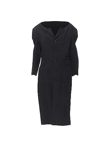 Comme des Garçons Comme Des Garcons Pinstripe Frayed Cut Collar Boxy Coat (view 1)