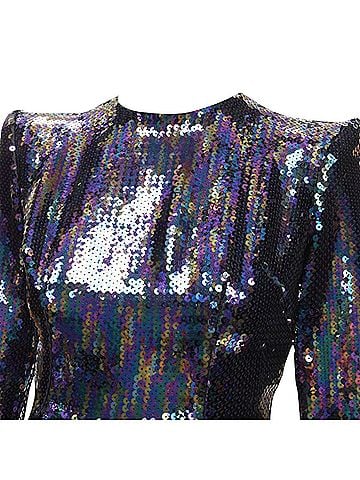 Alex Perry Alex Perry Iris pEtrol sequins shoulder padder draped mini dress (view 2)