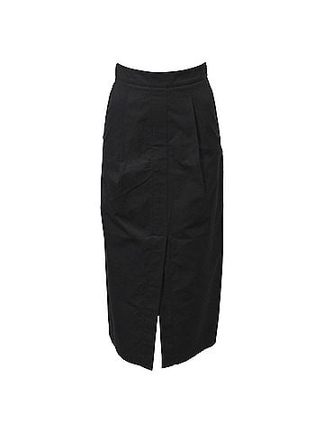 Hermès Hermès Midi High-Waisted Front Slit Pencil Skirt in Black Wool (view 1)