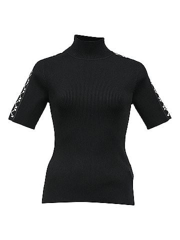 OFF-WHITE Off-White Bold Arrow Band Turtleneck Top in Black Polyester (view 1)