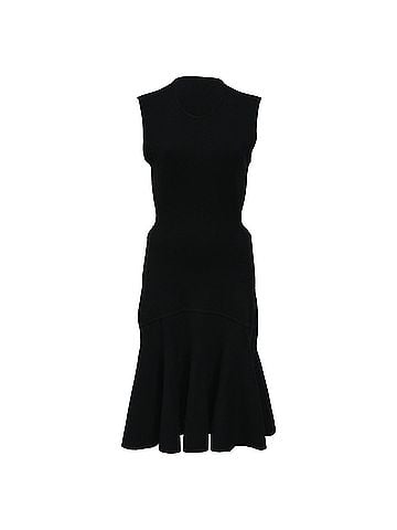 Michael Kors  Michael Kors Knitted Midi Backless Fit and Flare Dress in Black Wool (view 1)