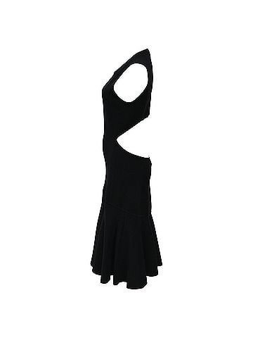 Michael Kors  Michael Kors Knitted Midi Backless Fit and Flare Dress in Black Wool (view 2)