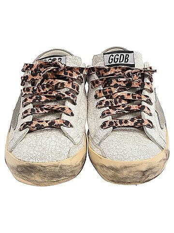 Golden Goose Golden Goose Super Star Crack-Effect Low-Top Sneakers in White Leather	 (view 2)