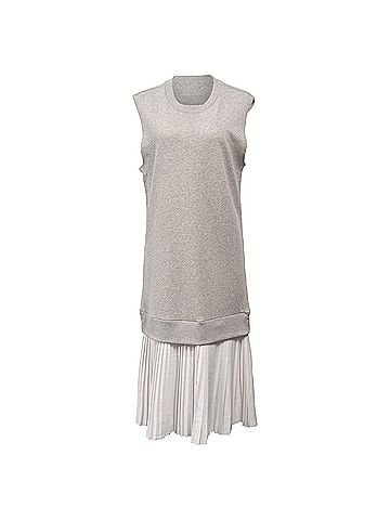 Maison Margiela  Maison Margiela Layered Midi Sleeveless Sweater Dress in Grey Cotton (view 1)