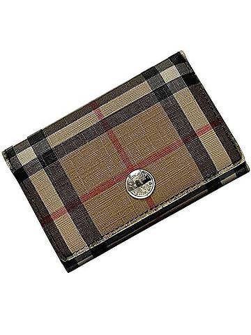 Burberry Burberry Tri-fold Wallet ec-24698 Beige Black Nova Check 8095291 Compact PVC Leather ROPELFI71SEE BURBERRY Brown Double Mini for Men and Women Pattern (view 1)
