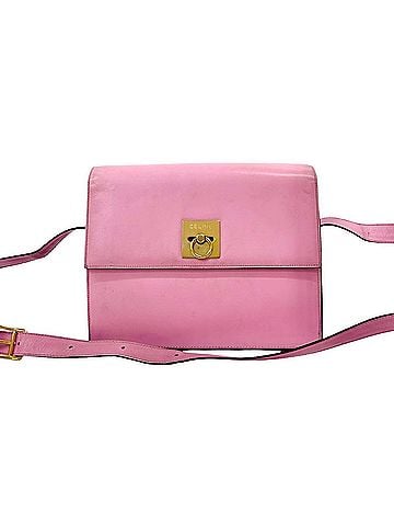 Céline CELINE Vintage Logo Ring Hardware Leather Shoulder Bag Pochette Sacoche Pink 26147 (view 1)