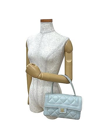 Chanel CHANEL Matelasse Coco Wild Stitch Leather Handbag, Light Blue, 94346 (view 2)