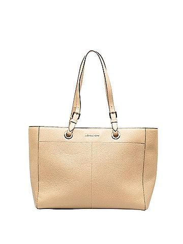 Michael Kors Michael Kors Jet Set Travel logo shoulder bag tote in beige leather for women. (view 1)