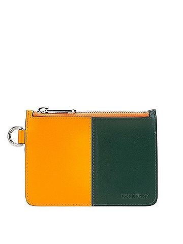 Burberry Burberry logo wallet/coin case in orange multicolored leather for women. (view 1)