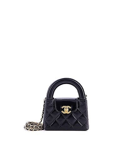 Chanel Kelly Top Handle Shopping Bag Quilted Shiny Aged Calfskin Nano (view 1)