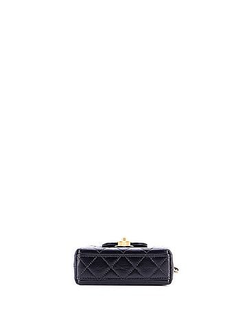 Chanel Kelly Top Handle Shopping Bag Quilted Shiny Aged Calfskin Nano (view 2)
