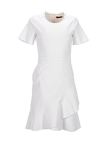 HUGO BOSS Hugo by Hugo Boss Ruffled Dress in White Polyester (view 1)
