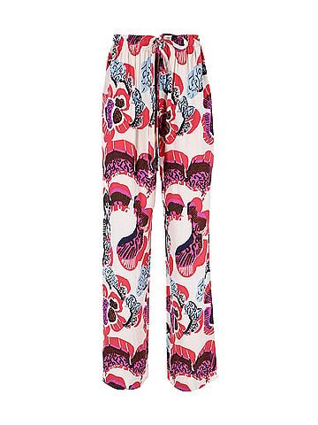 Diane von Furstenberg Diane Von Furstenberg Denise Floral Print Pajama Pants in Multicolor Crepe (view 1)