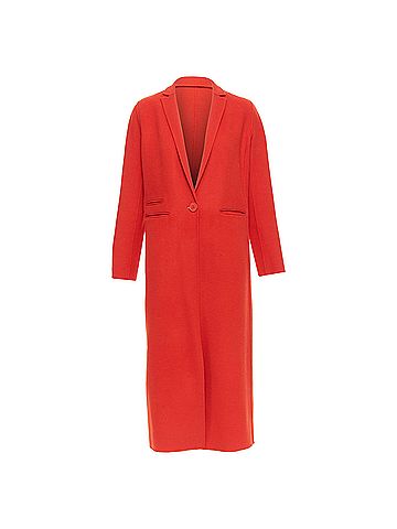 Maje Maje Wool Blend Peak Lapel Pocketed Long Coat Jacket (view 1)