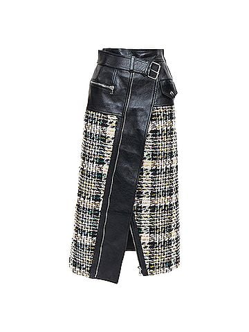 Alexander McQueen Alexander McQueen hybrid leather tweed deconstructed biker skirt (view 1)
