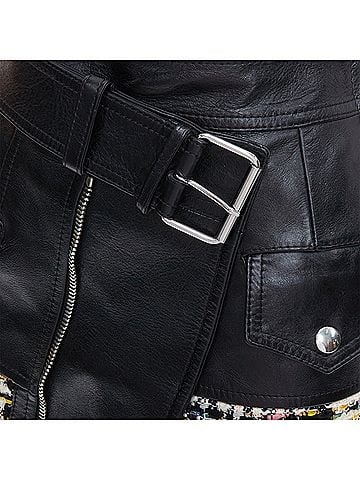 Alexander McQueen Alexander McQueen hybrid leather tweed deconstructed biker skirt (view 2)