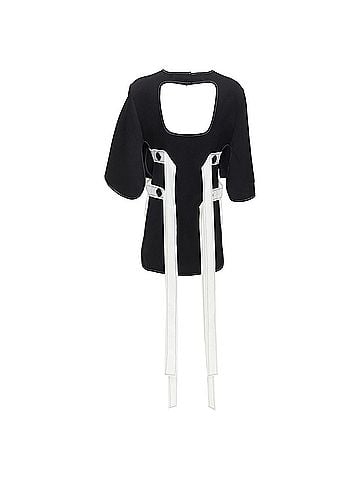 Ellery Ellery bicolor cut out overstitch backless hi-low top (view 1)