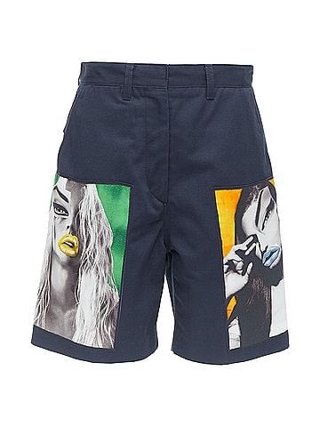 Acne Acnestudios eora vermina collage portrait print bermuda shorts (view 1)