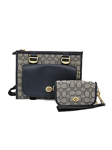 Coach Coach Signature C2613 Men,Women Canvas,Leather Shoulder Bag Gray,Navy (view 1)