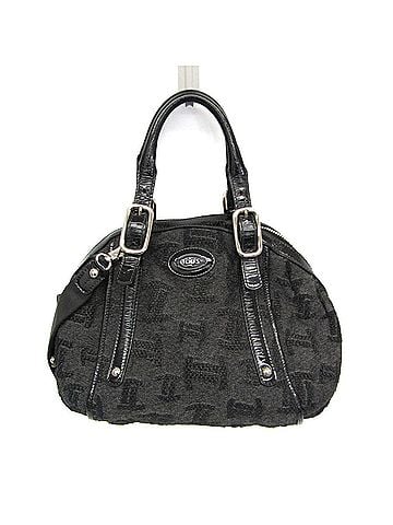 Tod's Tod's Small Boston Bag Women's Canvas,Patent Leather Handbag,Shoulder Bag Black,Dark Gray (view 1)