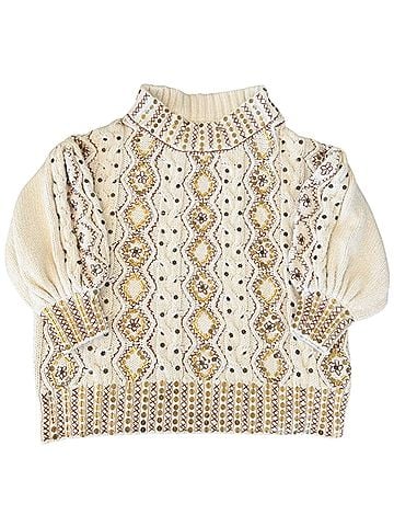 Free People Gilded Cable Knit Embellished Pullover Sweater (view 1)