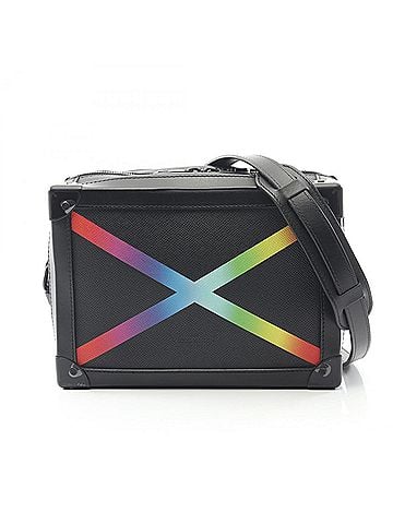 Louis Vuitton Louis Vuitton Soft Trunk Shoulder Bag, Leather, Taiga Rainbow, Men's, Black/Multicolor, M30341 (view 1)