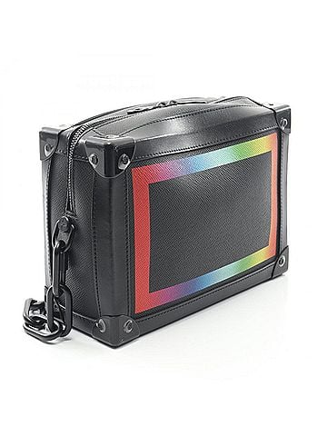 Louis Vuitton Louis Vuitton Soft Trunk Shoulder Bag, Leather, Taiga Rainbow, Men's, Black/Multicolor, M30341 (view 2)