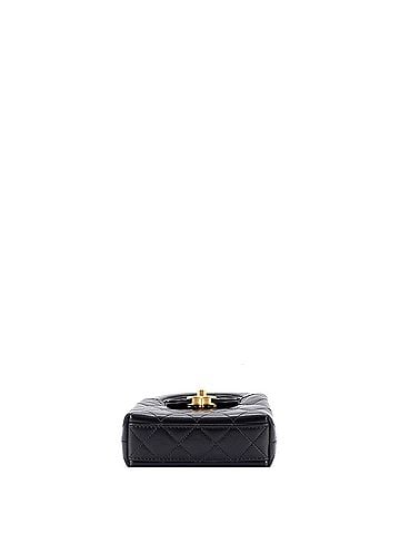 Chanel Kelly Top Handle Shopping Bag Quilted Shiny Aged Calfskin Nano (view 2)