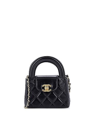 Chanel Kelly Top Handle Shopping Bag Quilted Shiny Aged Calfskin Nano (view 1)