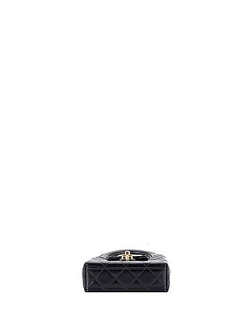 Chanel Kelly Top Handle Shopping Bag Quilted Shiny Aged Calfskin Nano (view 2)
