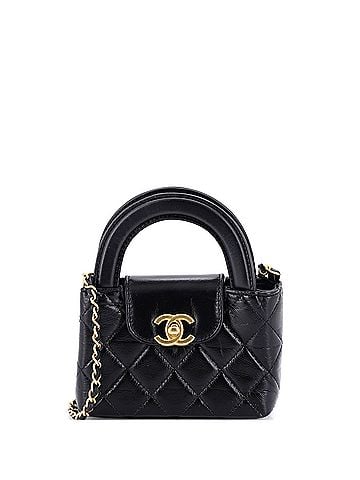 Chanel Kelly Top Handle Shopping Bag Quilted Shiny Aged Calfskin Nano (view 1)