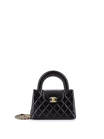Chanel Kelly Top Handle Shopping Bag Quilted Shiny Aged Calfskin Mini (view 1)