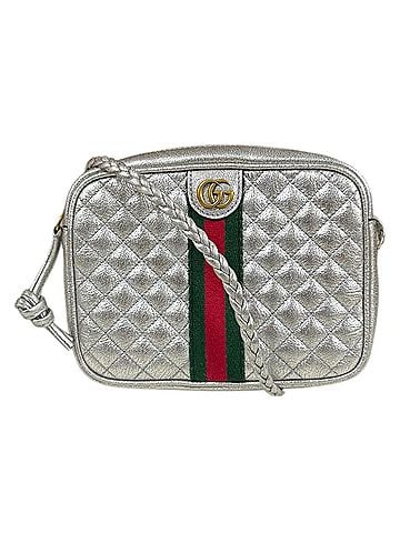 Gucci Pre-owned Gucci quilted mini shoulder bag, GG Marmont 536441, silver, women's. (view 1)