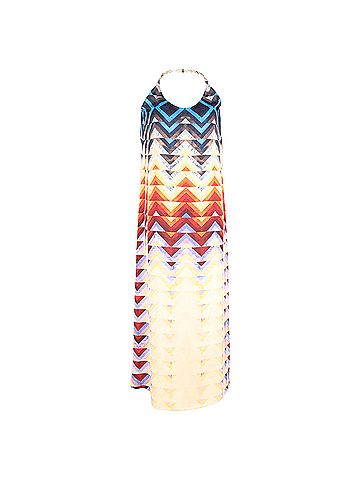 Paco Rabanne  Paco Rabanne Aztec Printed Maxi Dress in Multicolor Polyester (view 1)