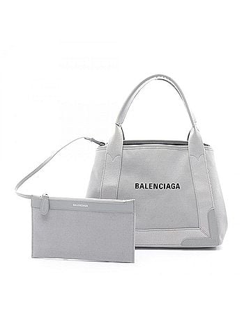 Balenciaga Balenciaga Navy Cabas S Tote Bag, Canvas and Leather, Women's, Gray, 339933 (view 1)