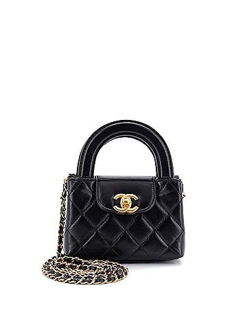 Chanel Kelly Top Handle Shopping Bag Quilted Shiny Aged Calfskin Nano (view 1)