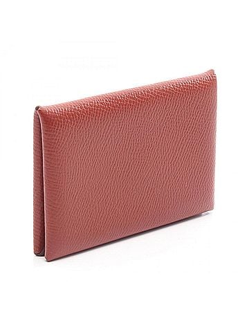 Hermès Hermes Hermès Calvi Verso wallet with coin purse, made of calfskin leather (cowhide), in Bordeaux. (view 2)