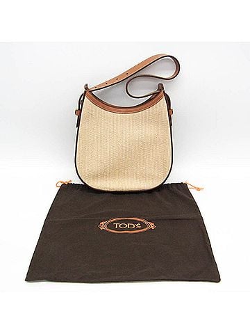 Tod's Tod's Oboe One-shoulder Bag Women's Leather,Raffia Shoulder Bag Light Brown (view 2)