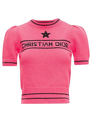 Christian Dior Christian Dior Cashmere Logo Puff Sleeve Crop Sweater (view 1)