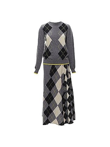 Pringle of Scotland Pringle of Scotland wool argyle sweater asymmetric midi skirt (view 1)